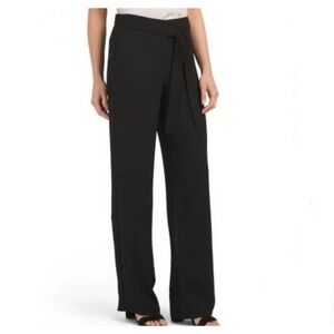 Theory Brilda Admiral Crepe Light Pants 6 Black Dress Pants Button Side Hem NEW